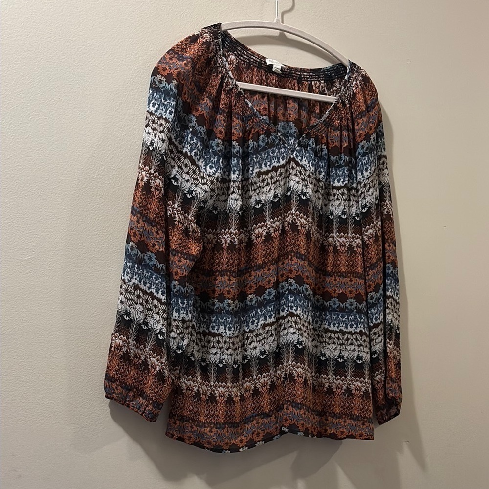Garnet Hill Women's Multicolor Patterned top - large - 100% silk